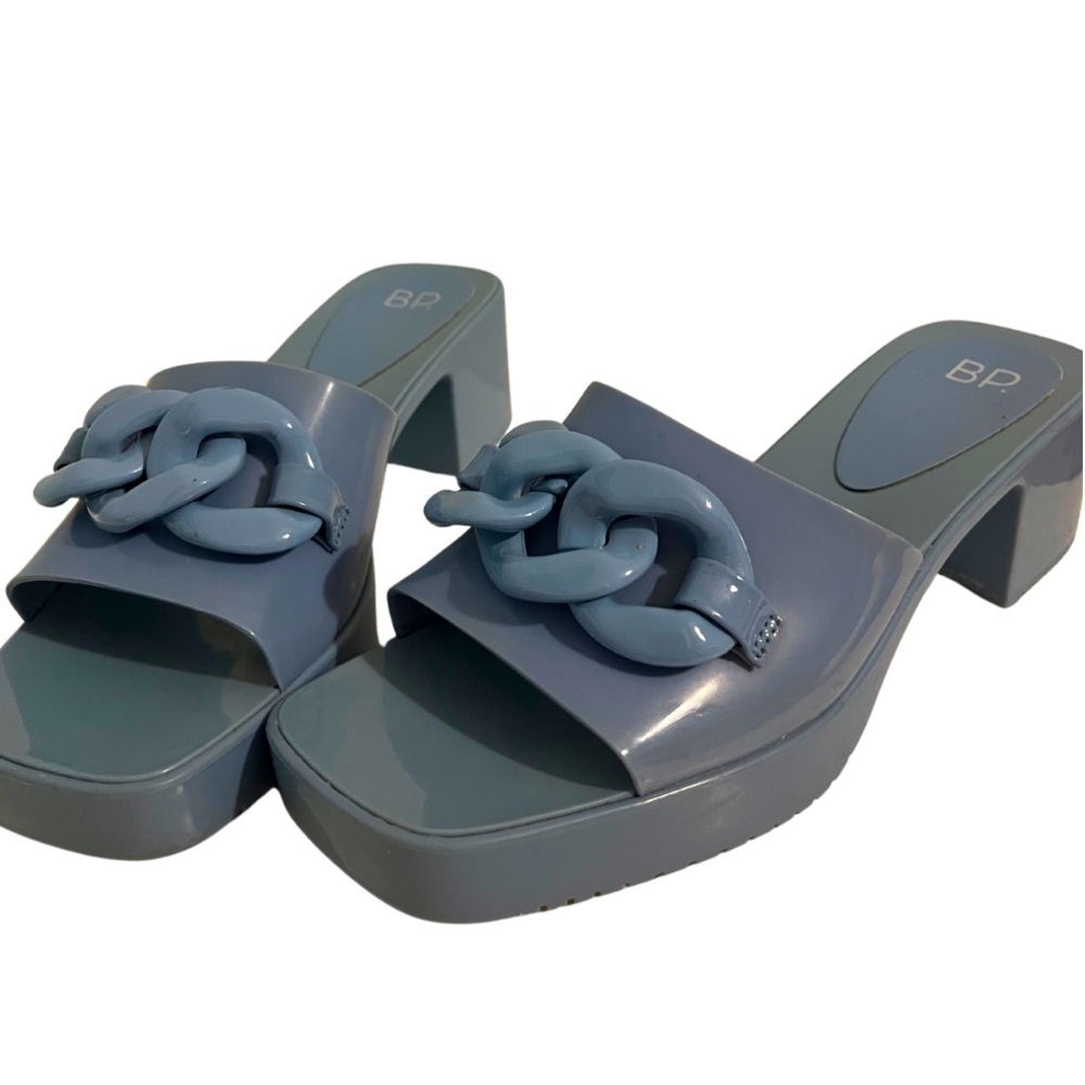 BP Blue Mules with Chunky Platform Heel
